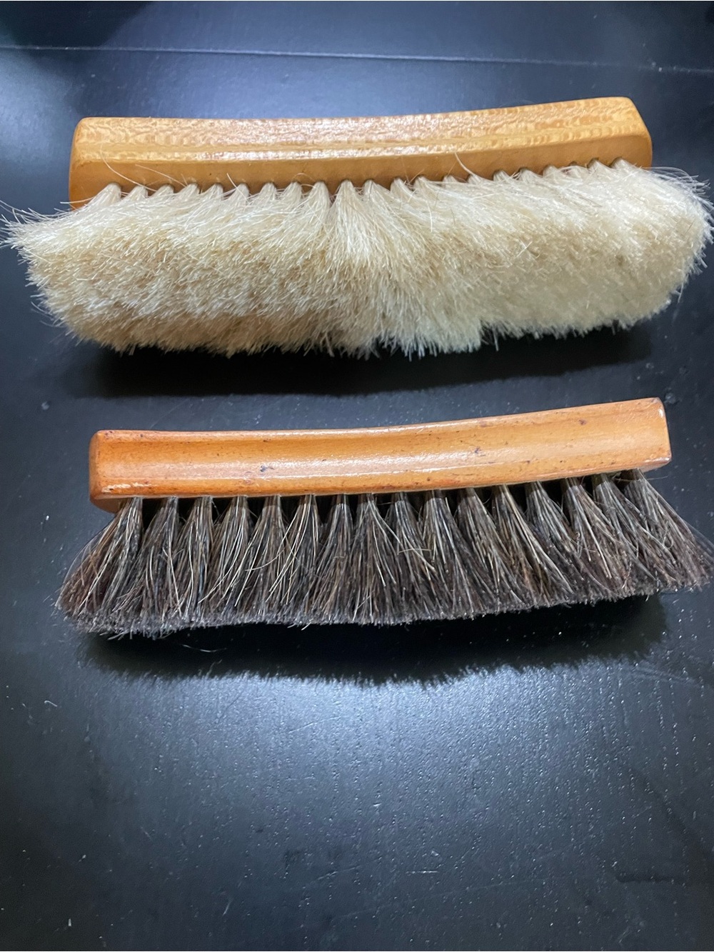 vintage M&F Western Products wooden shoe brushes set 2 shoeshine buff